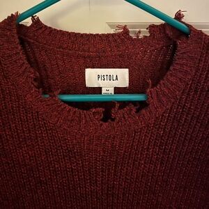 Maroon distressed sweater